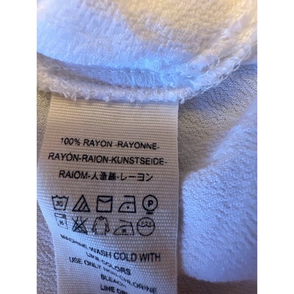 Free People White Rayon Button-Down Henley Blouse With Balloon Sleeves Boho - Picture 5 of 5